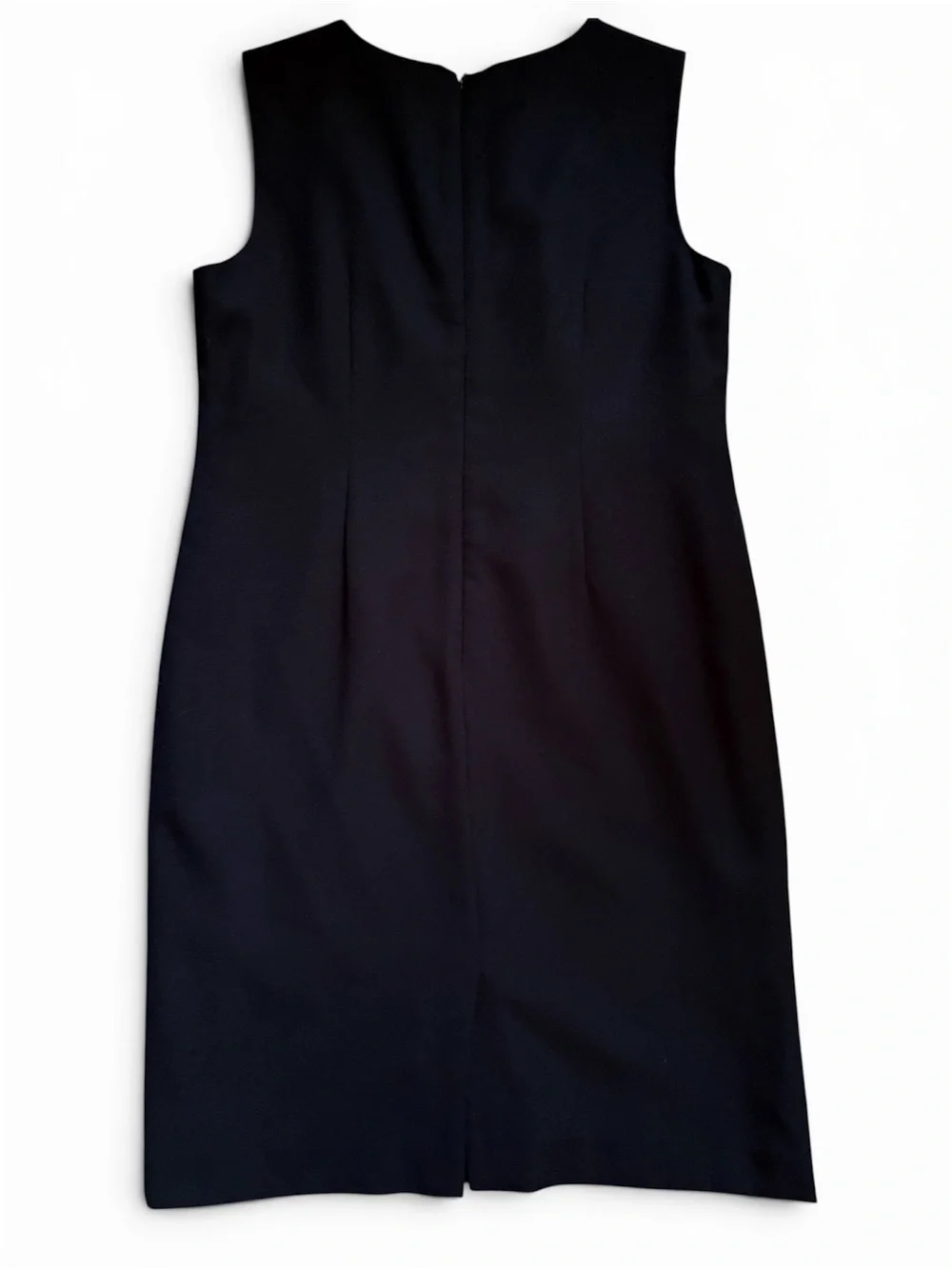 Kasper Black Sleeveless Sheath Dress with Gold Neck Accent